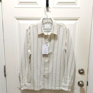Denim & Flower Cream Men's Striped Button Down Shirt /Size S
